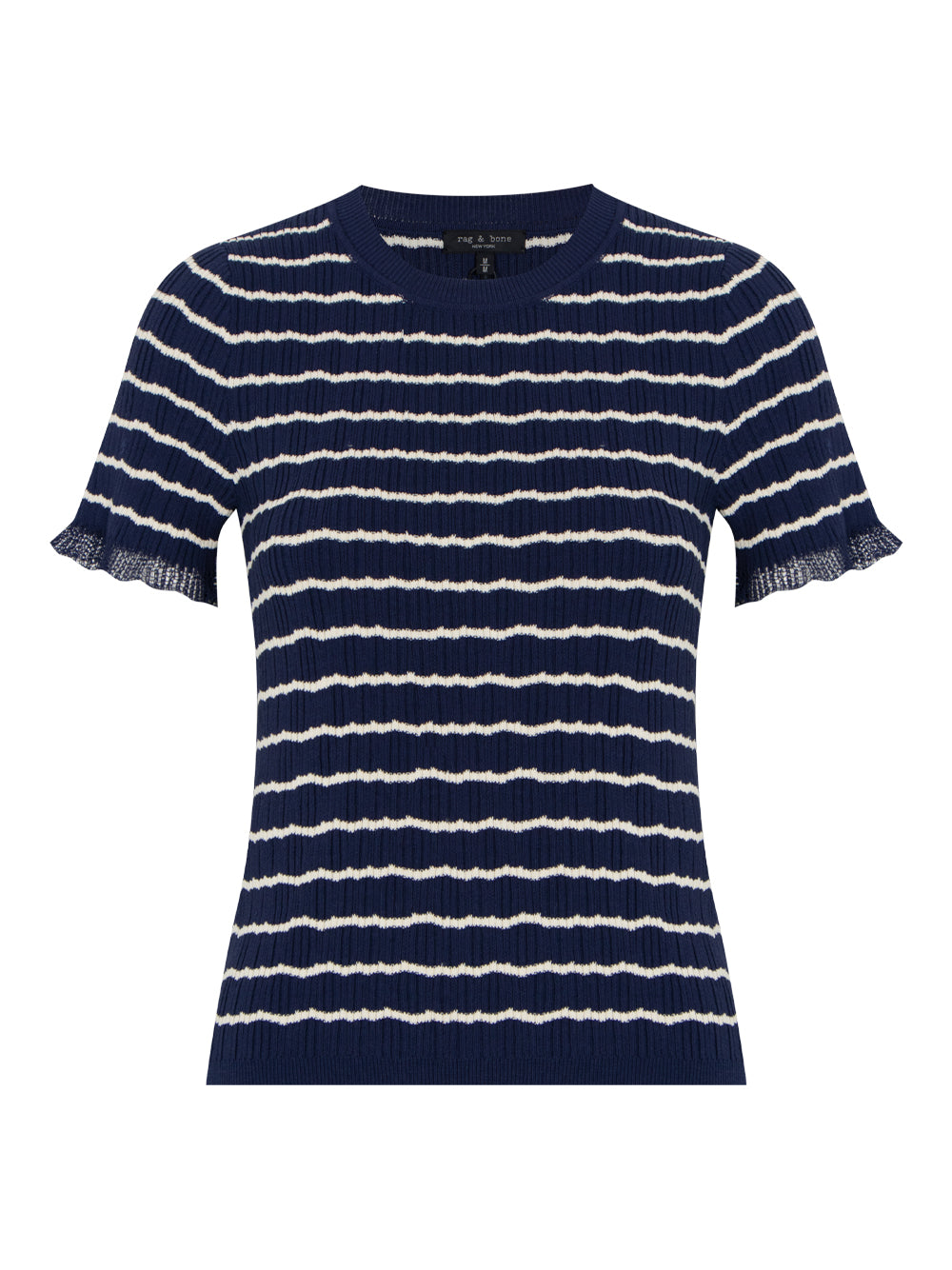 Chiara Stripe Short Sleeve Crew (Indigo)