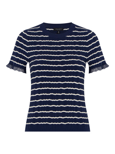 Chiara Stripe Short Sleeve Crew (Indigo)
