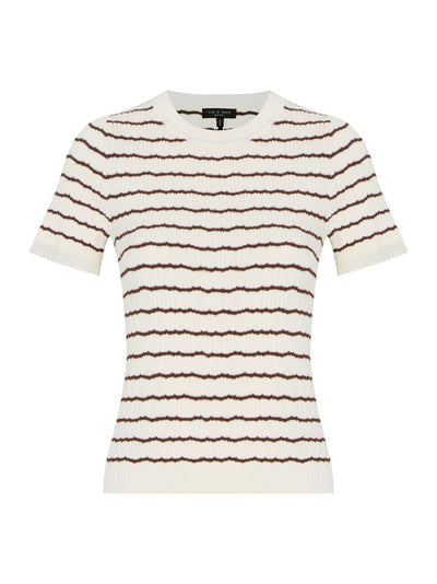 Chiara Stripe Short Sleeve Crew (Ivory)