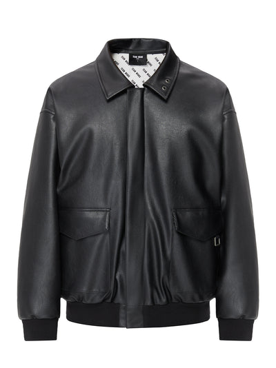 Choices Faux Leather Padded Jacket (Black)