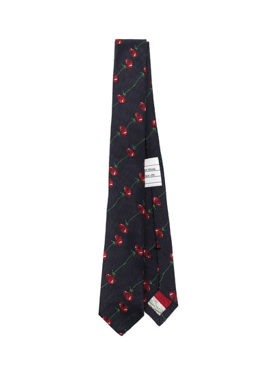 Classic Rose Jacquard Tie (Navy)