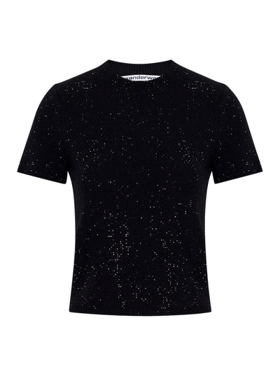 Clear Bead Hotfix Crewneck Tee (Black)