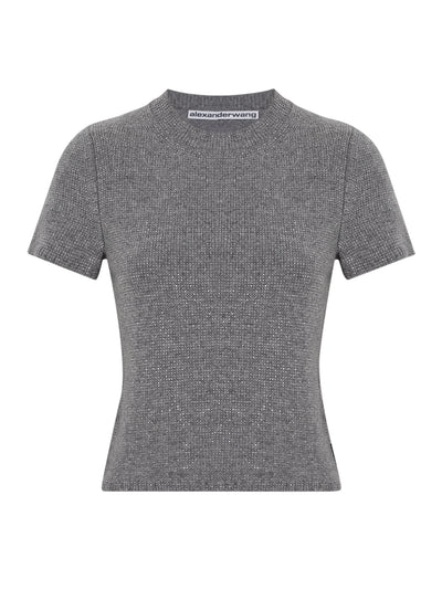 Clear Bead Hotfix Crewneck Tee (Heather Grey)