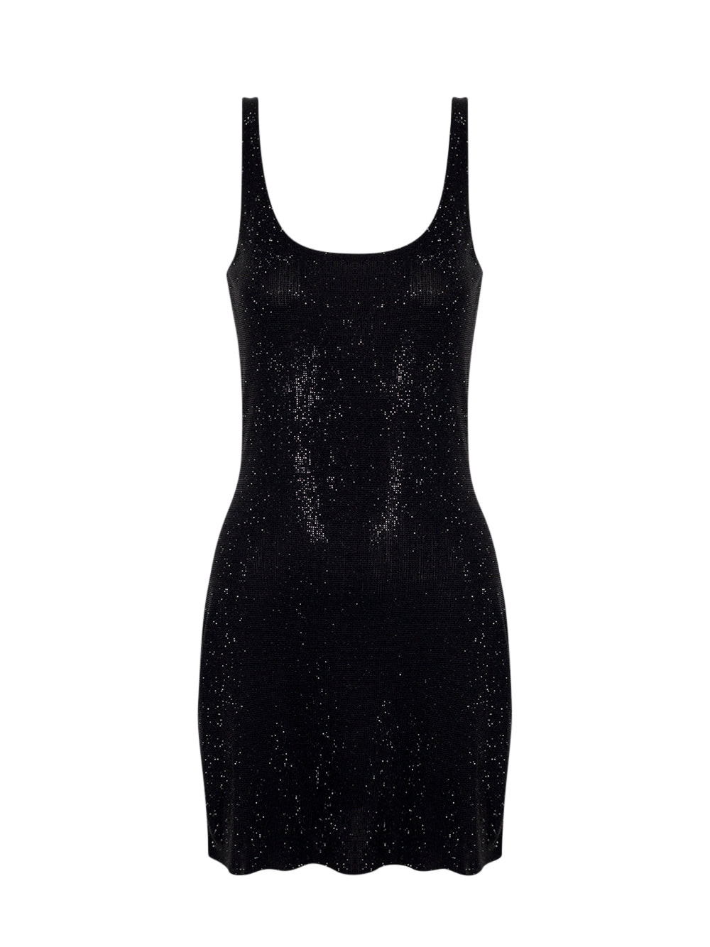Clear Bead Hotfix Mini Dress (Black)