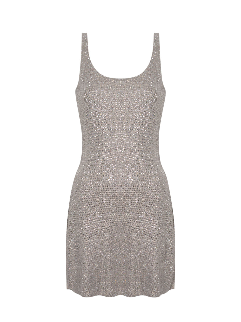 Clear Bead Hotfix Mini Dress (Champagne)