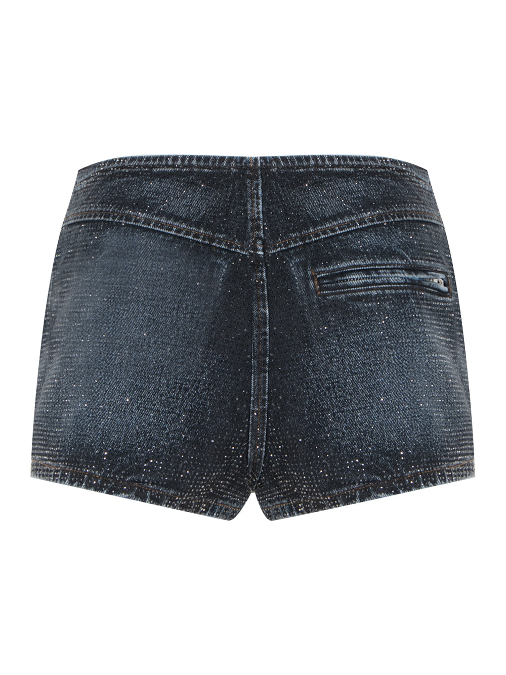 Clear Crystal Hotfix Moto Micro Short (Black Crackle Indigo)