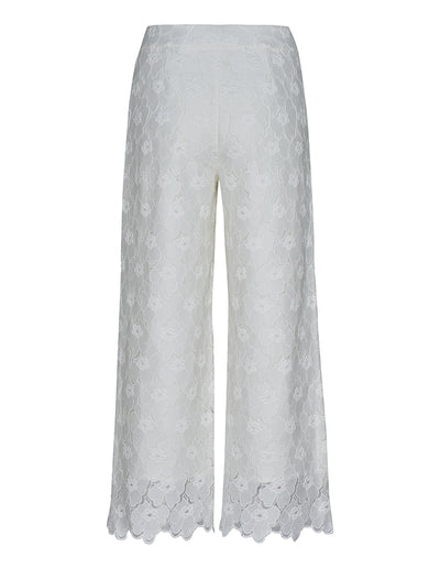 Club21 Collection Floral Lace Cropped Pants (White)