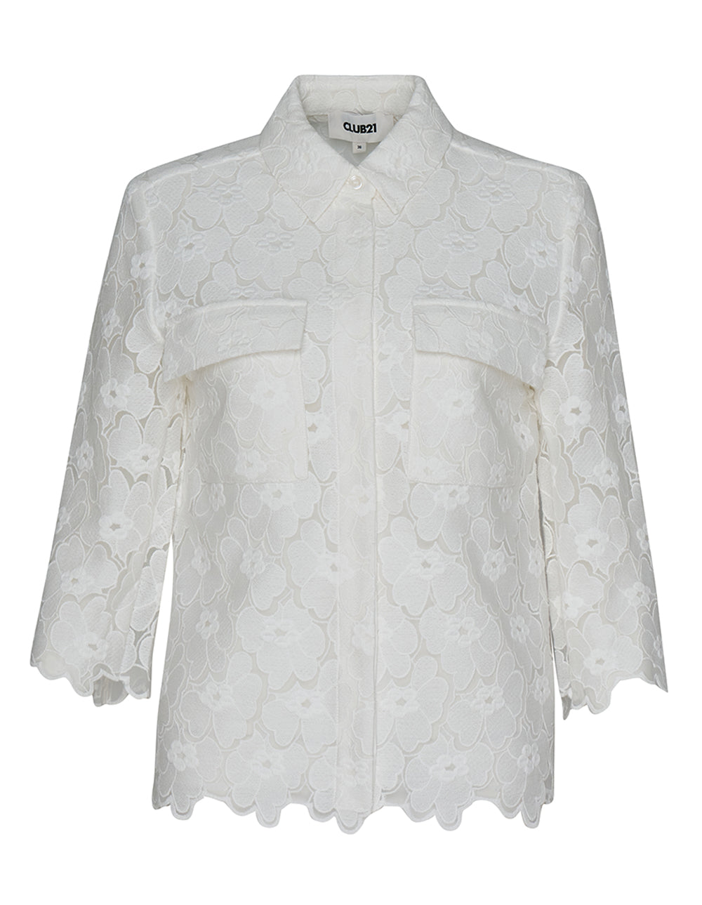 Club21 Collection Floral Lace Patch Shirt (White)
