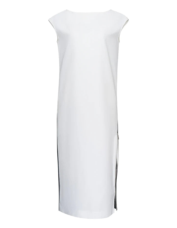 Club21 Collection Polyester Fine Canvas Zip-Up Dress (White)
