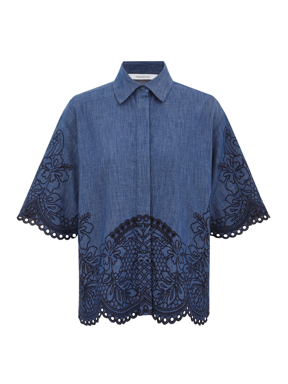 Coco Embroidered Denim Shirt Railway (Blue)