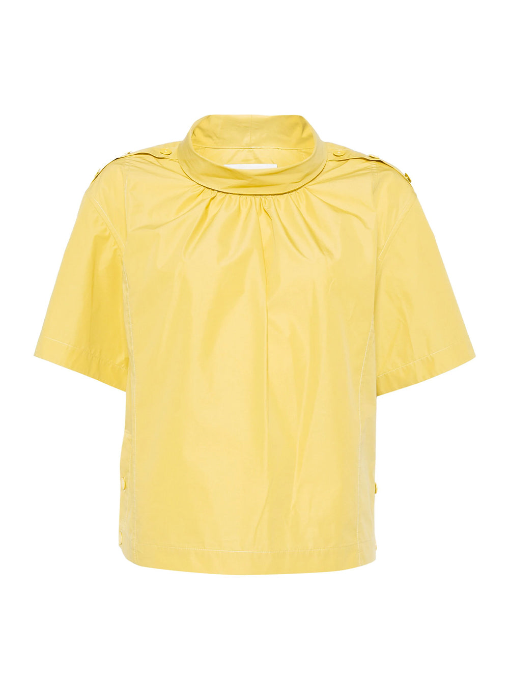 Cocoon Roll Collar Poplin Top (Chartreuse)