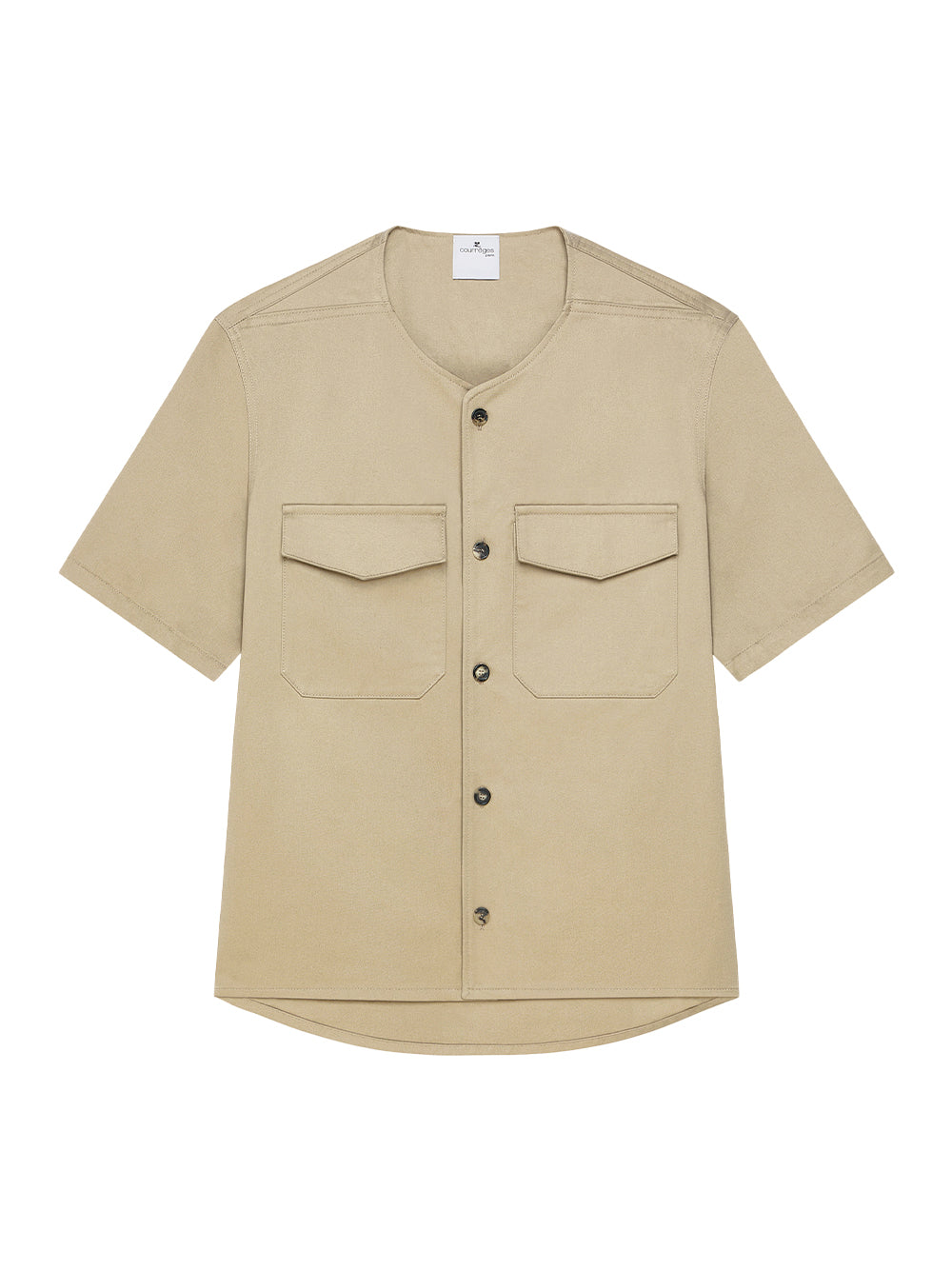 Collarless Utility Shirt (Beige)