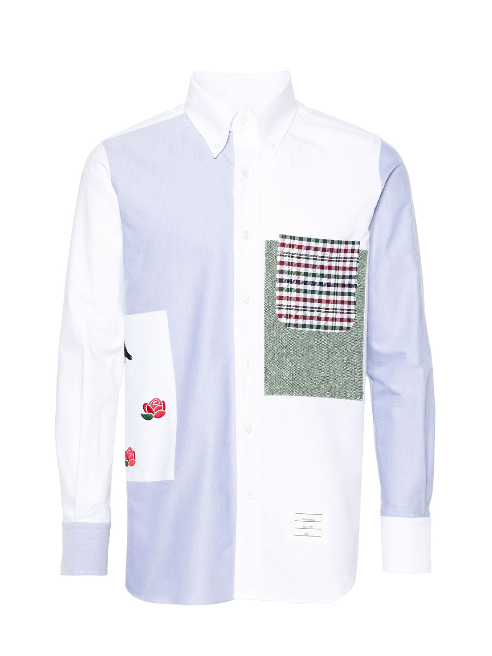 Colour-Block Cotton Shirt (Light Blue)