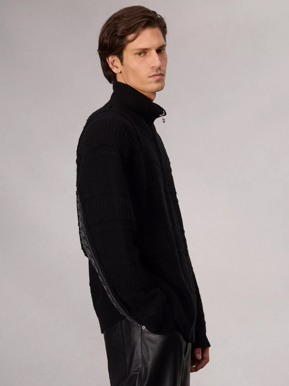 Colton Wool Zip Through (Black)