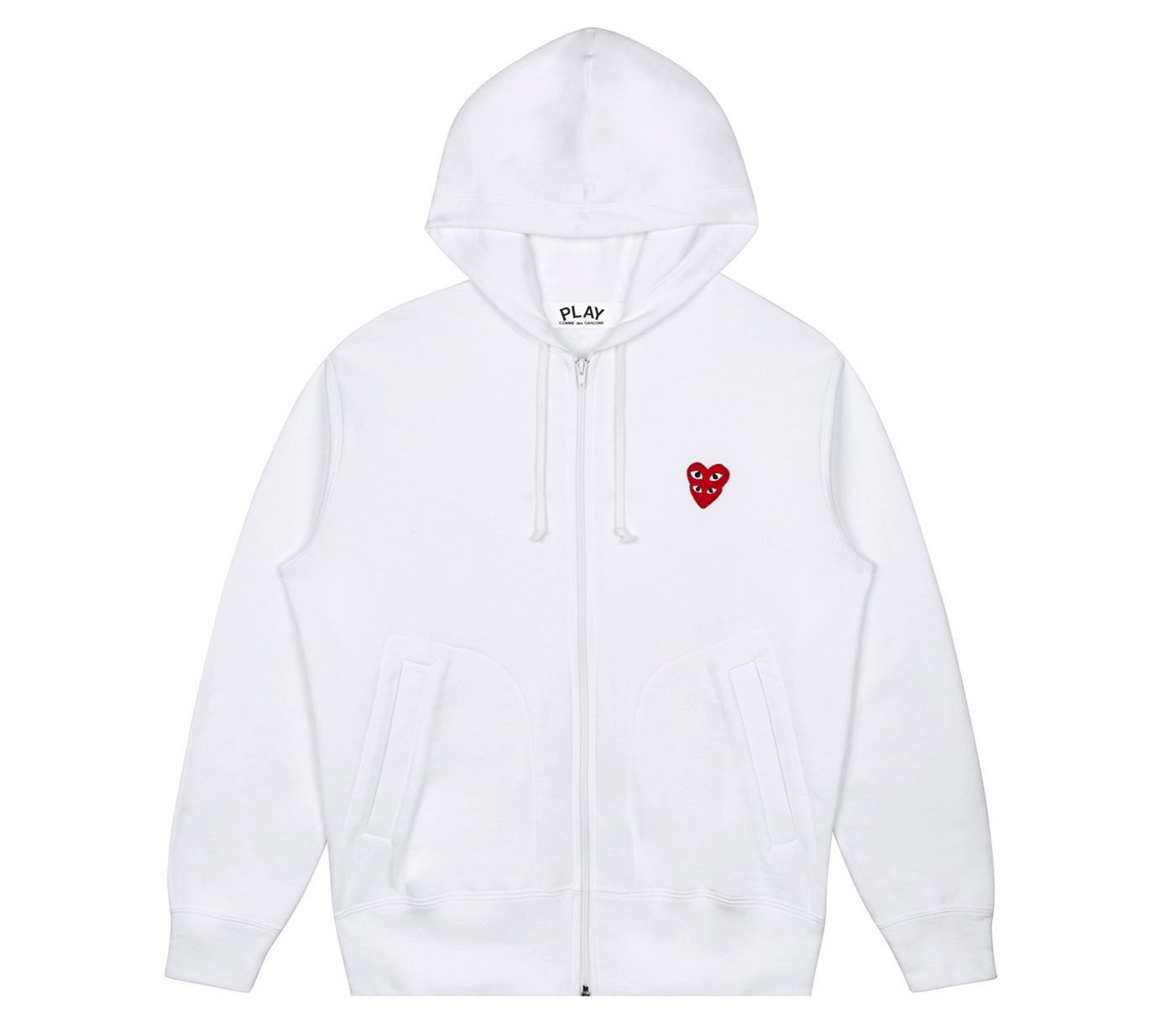     Comme-des-Garcons-Play-Double-Red-Emblem-Zip-Up-Hoodie-Men-White-1