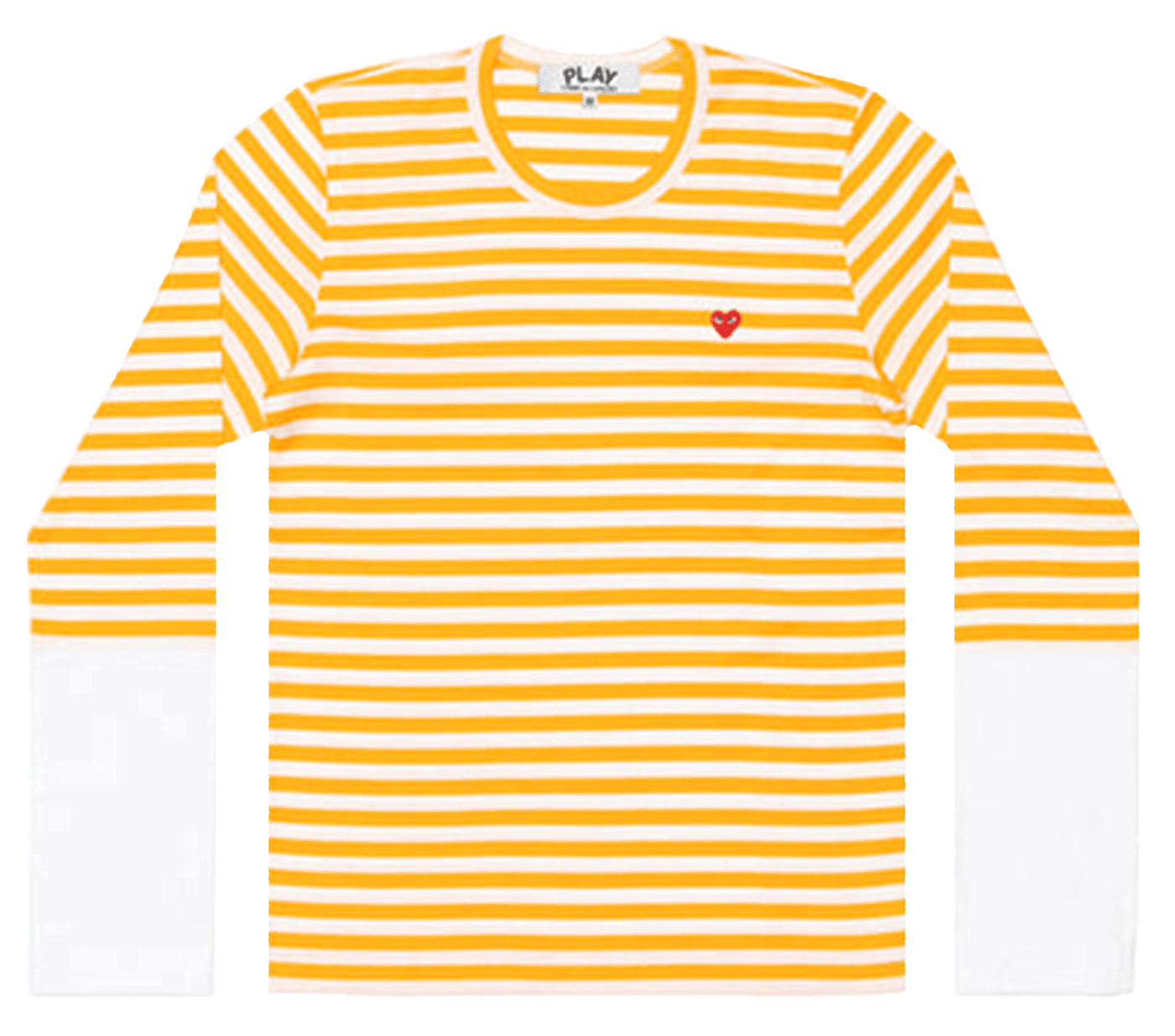    Comme-des-Garcons-Play-Stripe-White-Sleeve-Bi-Colour-T-shirt-Men-Yellow-1