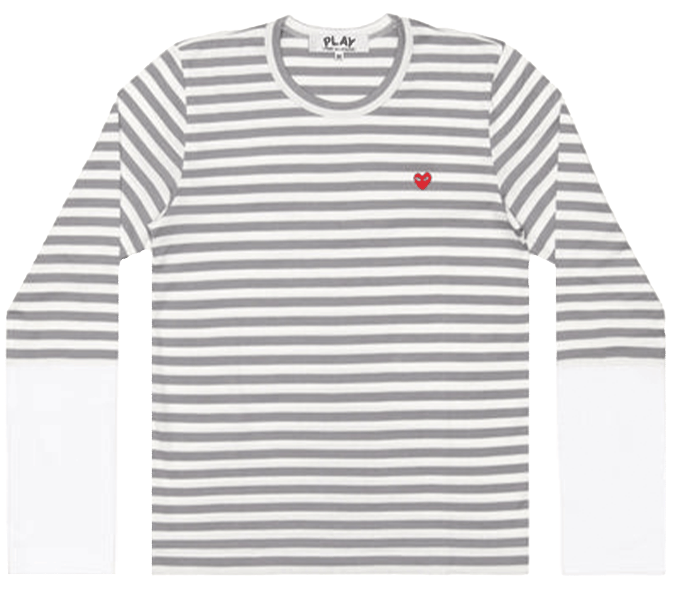 Comme-des-Garcons-Play-Stripe-White-Sleeve-Bi-Colour-T-shirt-Women-Grey-1