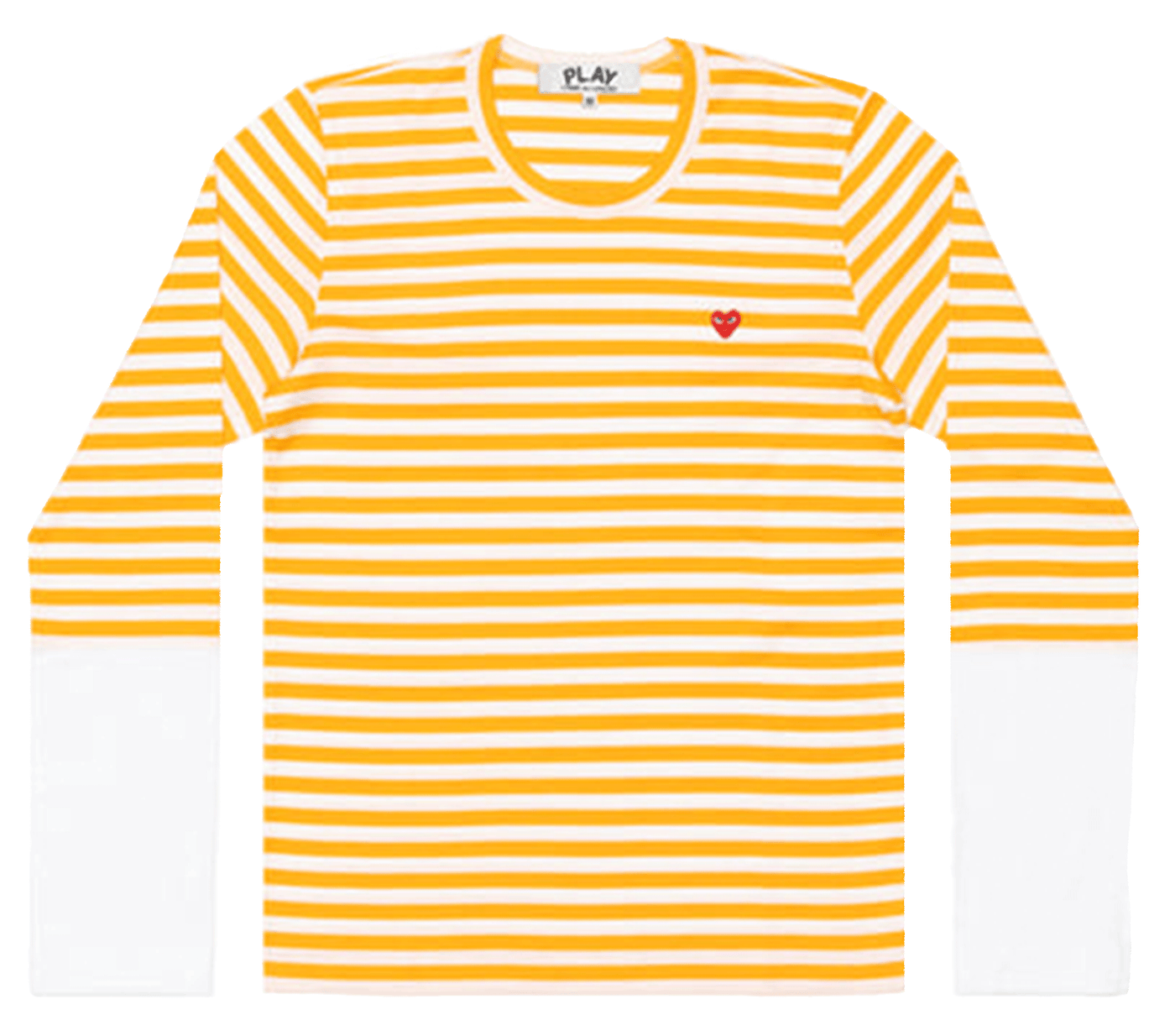    Comme-des-Garcons-Play-Stripe-White-Sleeve-Bi-Colour-T-shirt-Women-Yellow-1