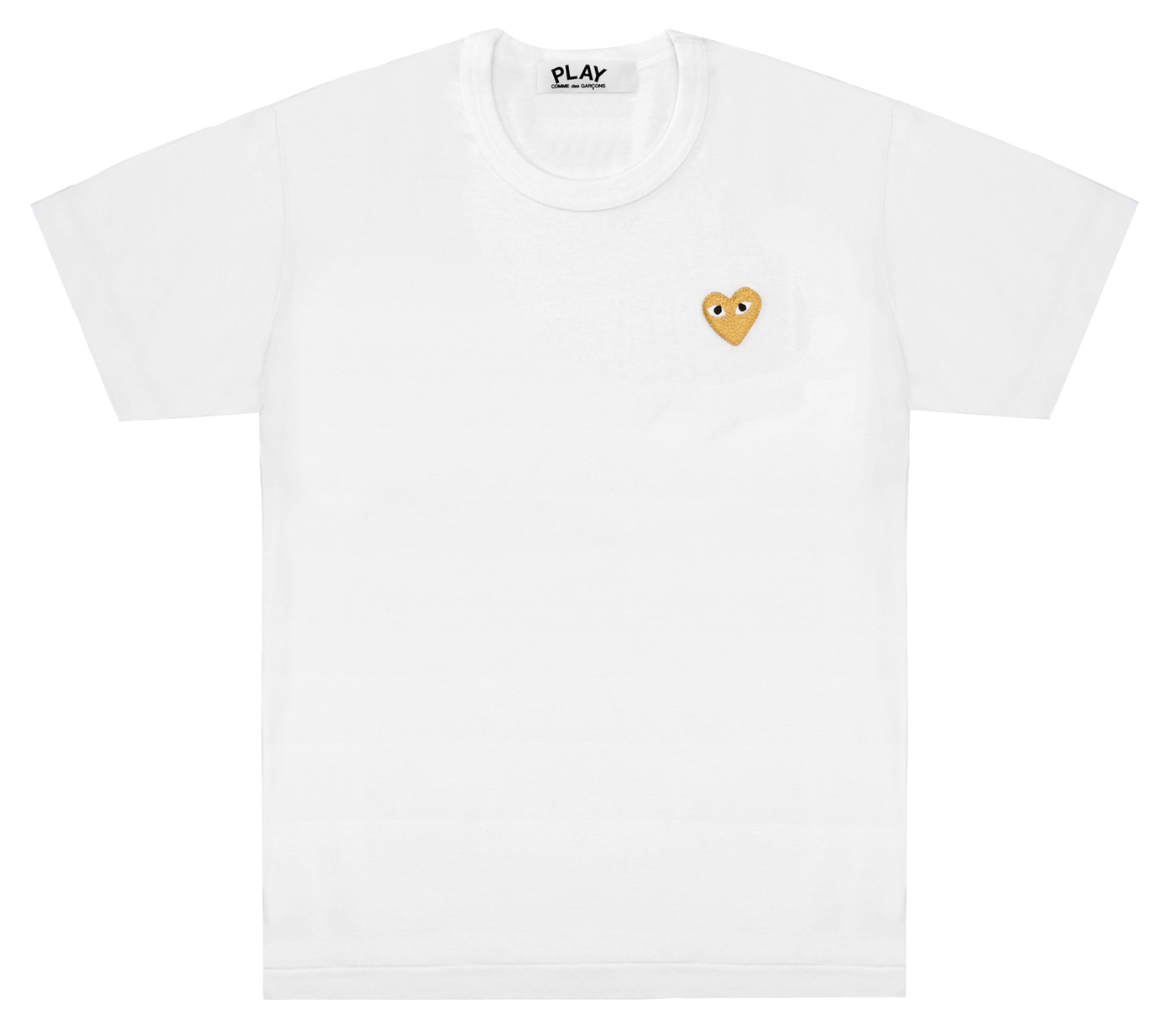     Comme-des-Garcons-Play-T-Shirt-With-Gold-Emblem-Men-White-1