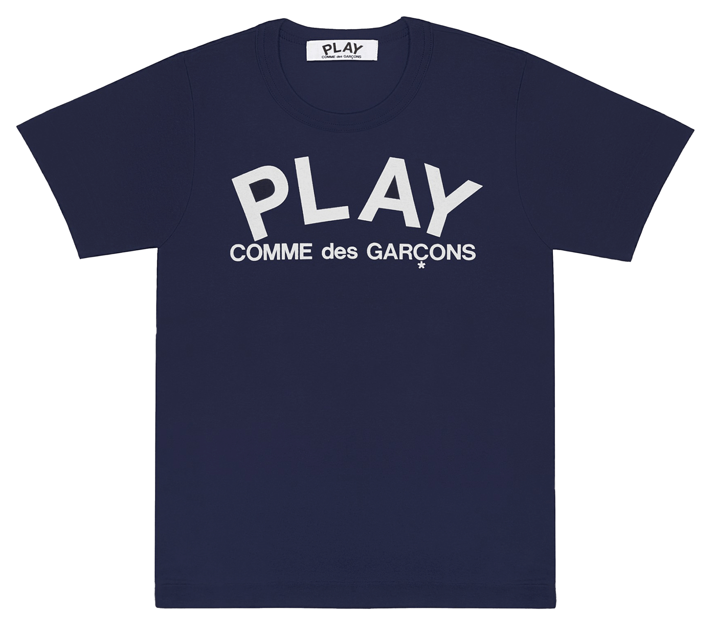 Comme-des-Garcons-Play-T-Shirt-with-White-Logo-Print-Men-Blue-1