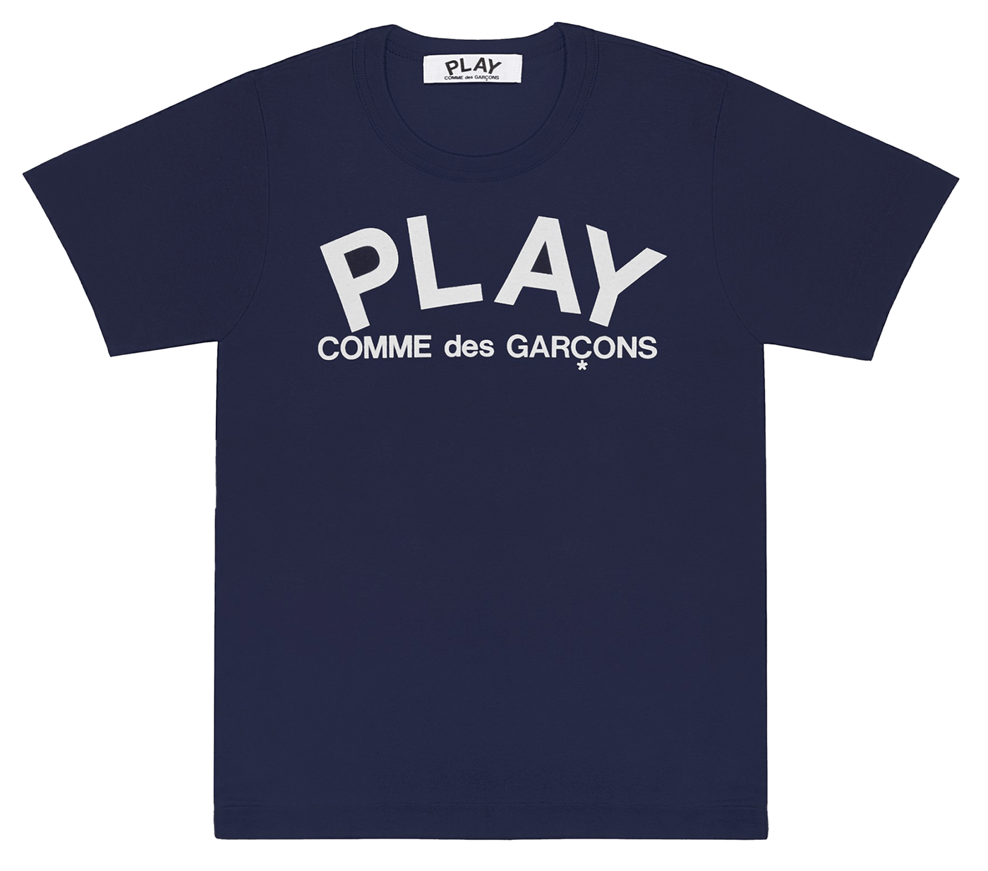     Comme-des-Garcons-Play-T-Shirt-with-White-Logo-Print-Women-Blue-1