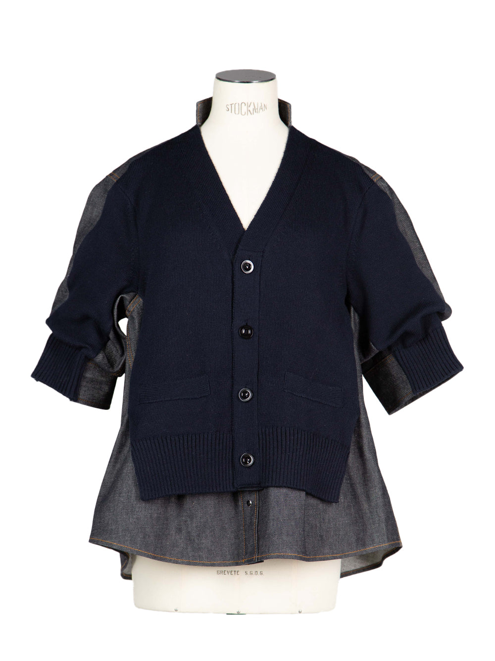 Contrast-panel Shirt (Indigo Blue)