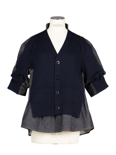 Contrast-panel Shirt (Indigo Blue)