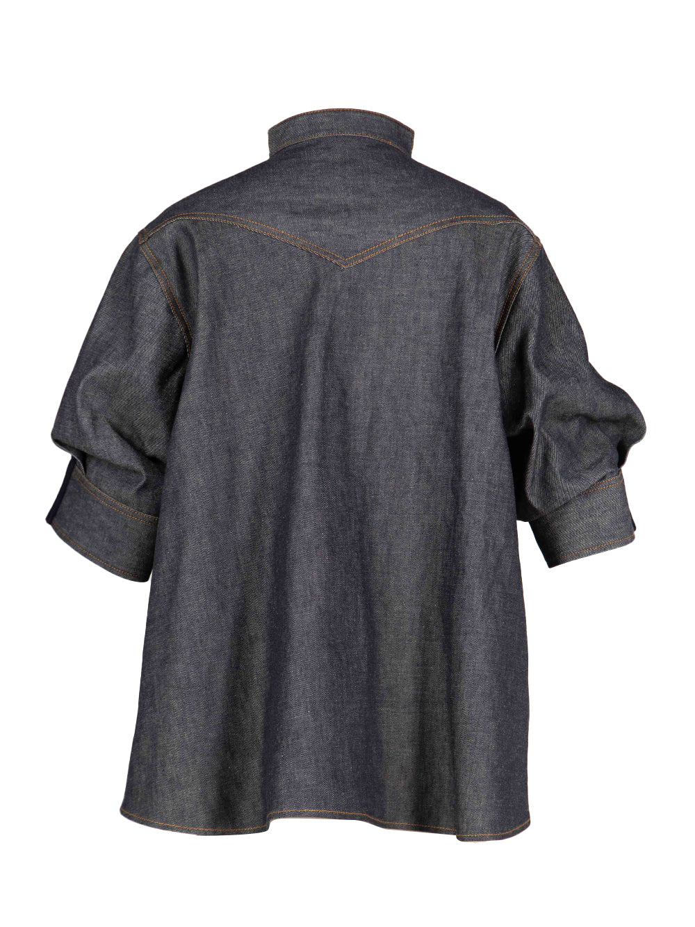 Contrast-panel Shirt (Indigo Blue)