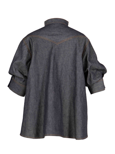 Contrast-panel Shirt (Indigo Blue)