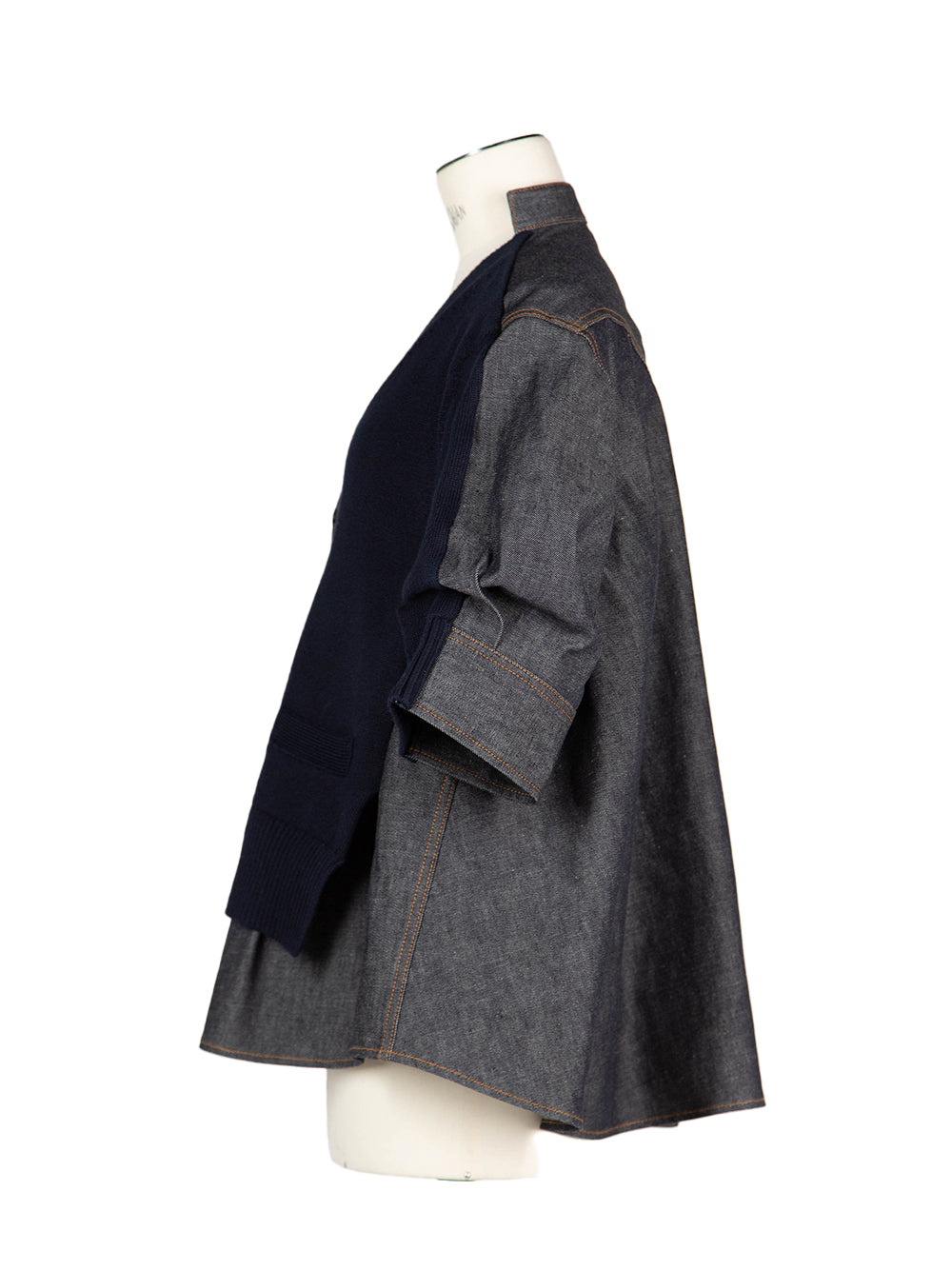 Contrast-panel Shirt (Indigo Blue)