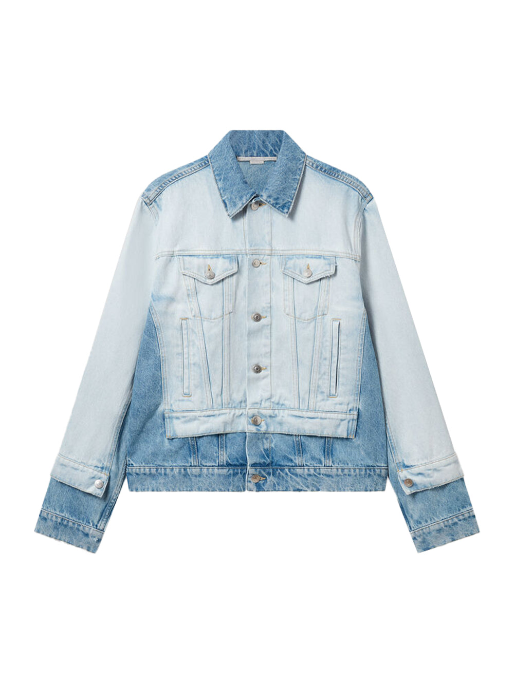 Contrast Panel Denim Jacket (Blue)