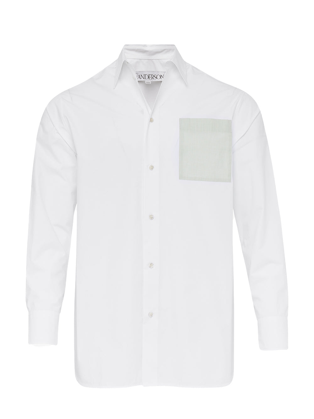 Contrast Patch Pocket Shirt (White)