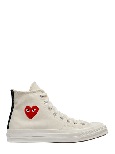 Converse Small Red Heart High Top Sneaker (White)