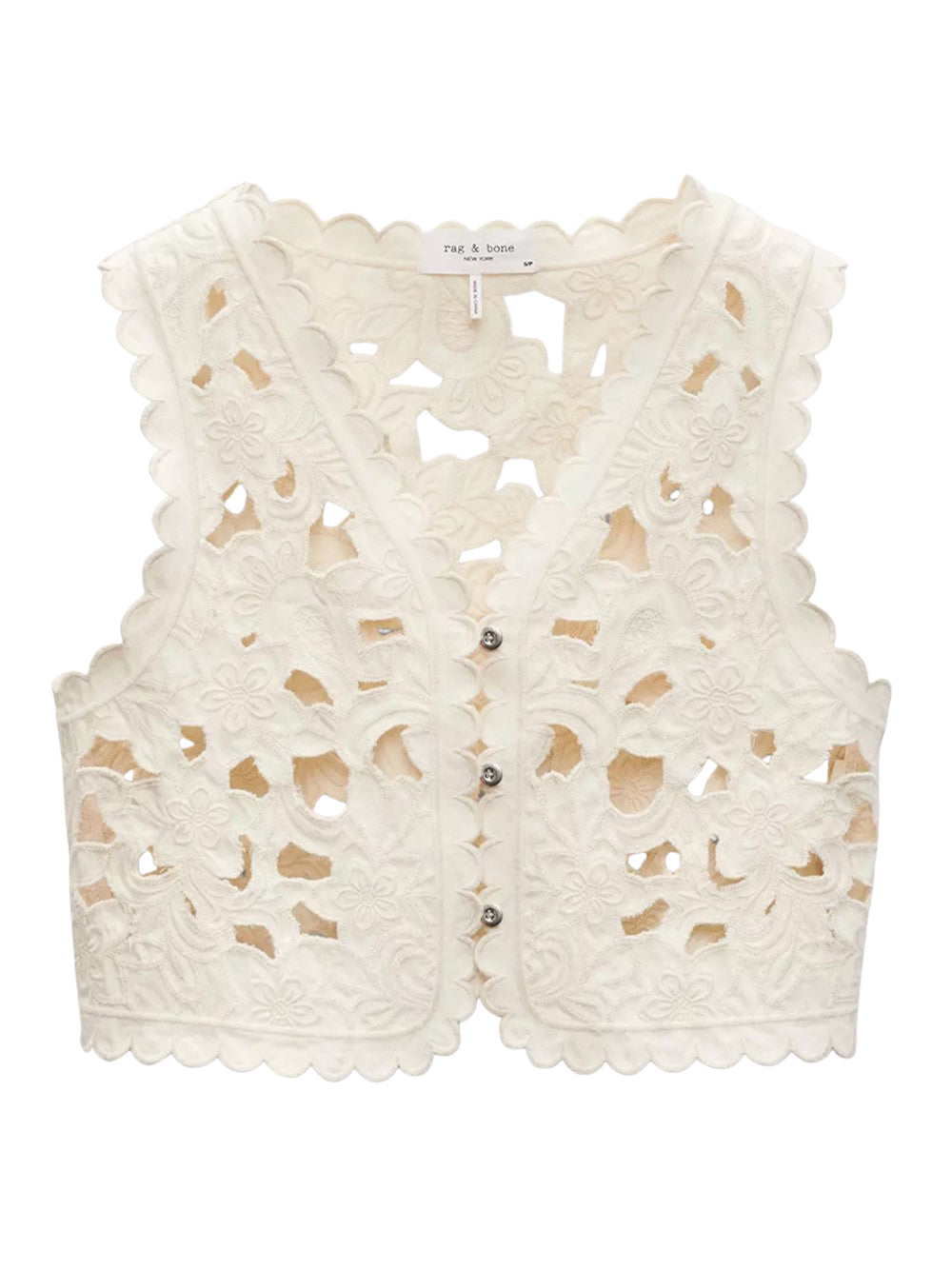 Coralie Floral Cutout Vest (Ecru)