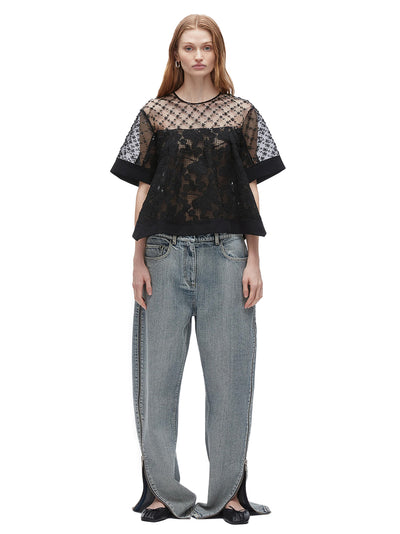 Corded Lace Organza Top (Black)