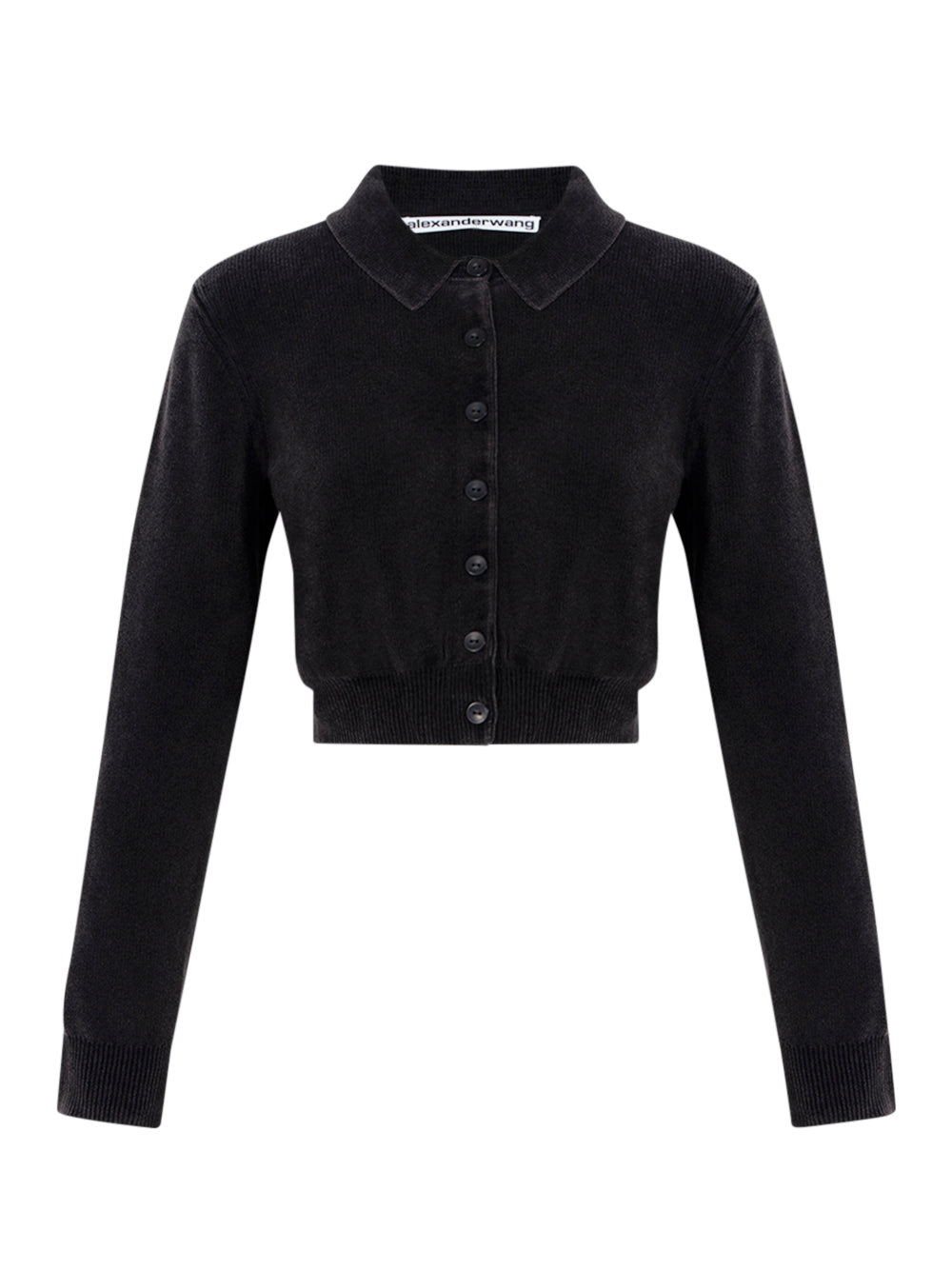 Cotton-Blend Chenille Cardigan (Washed Black)