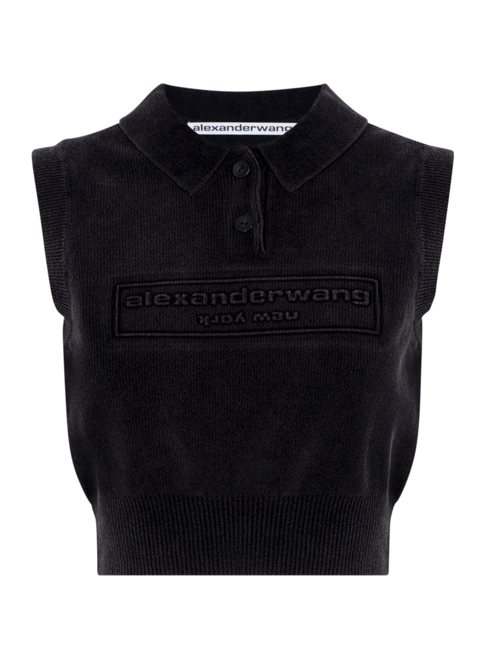 Cotton-Blend Chenille Logo Polo (Washed Black)