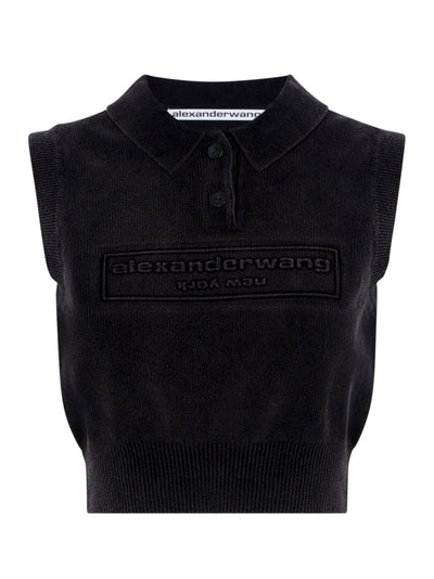 Cotton-Blend Chenille Logo Polo (Washed Black)