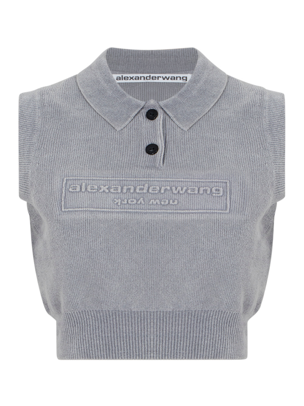 Cotton-Blend Chenille Logo Polo (Washed Grey)