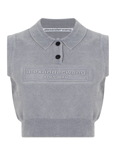 Cotton-Blend Chenille Logo Polo (Washed Grey)