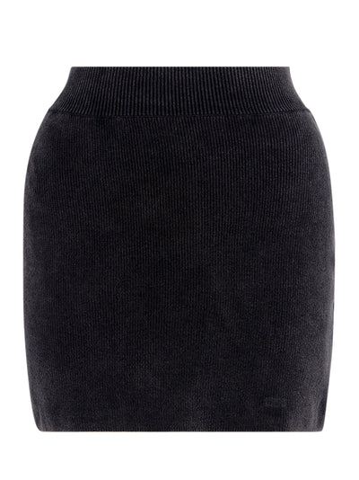 Cotton-Blend Chenille Miniskirt (Washed Black)