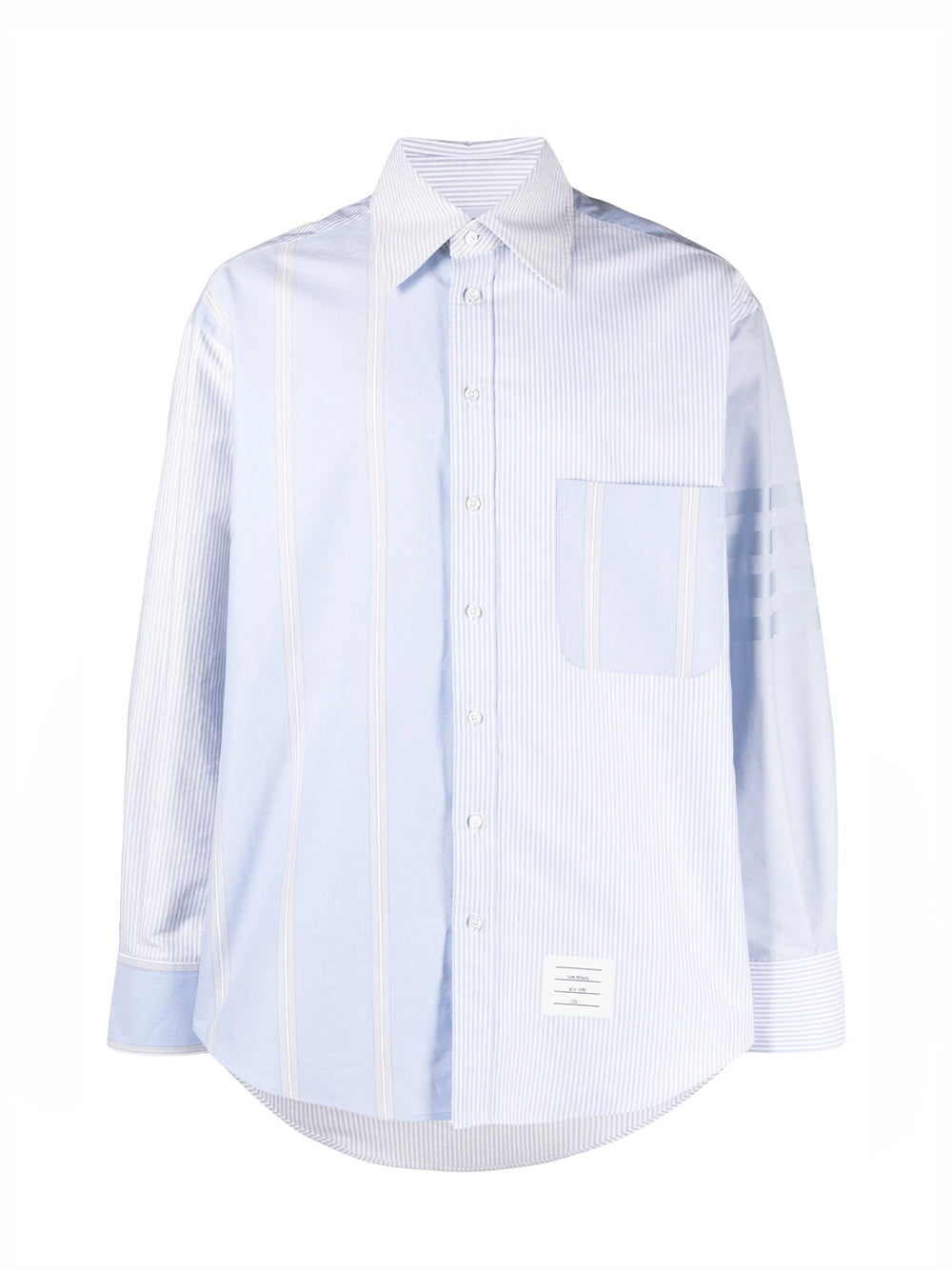 Cotton 4-Bar Oversized Shirt (Light Blue)