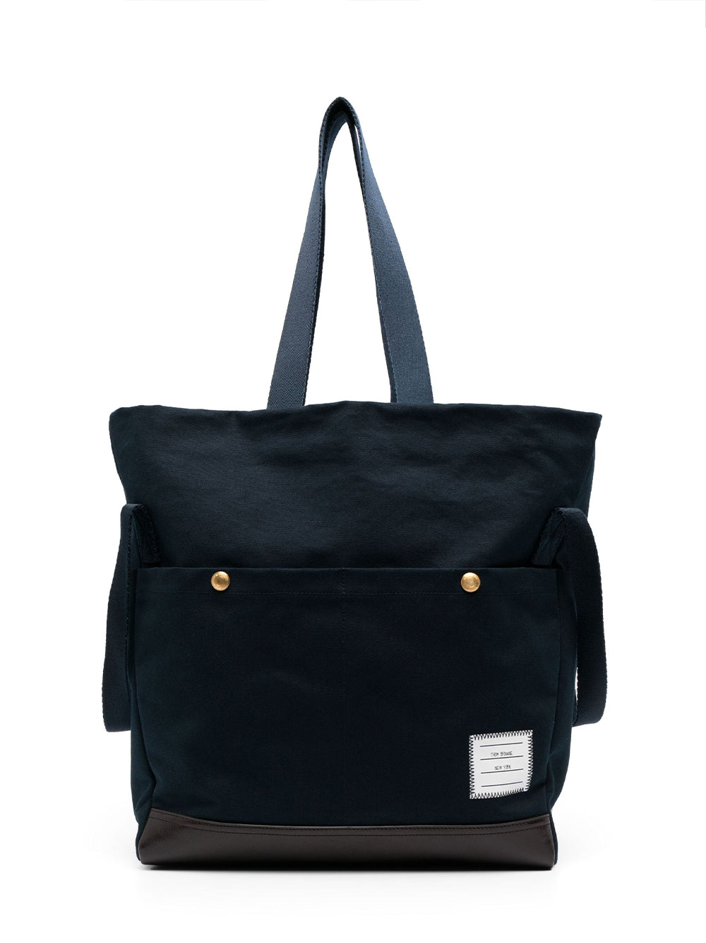 Cotton Canvas Snap Pocket Tote (Navy)