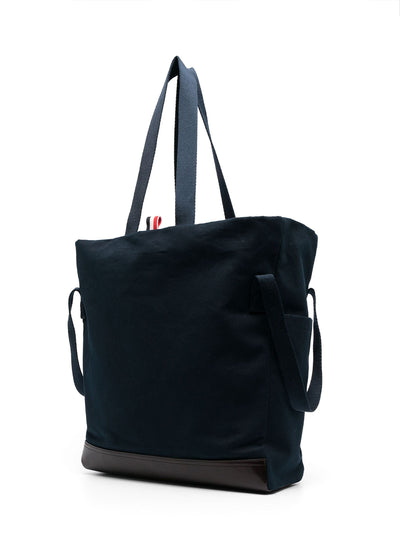 Cotton Canvas Snap Pocket Tote (Navy)