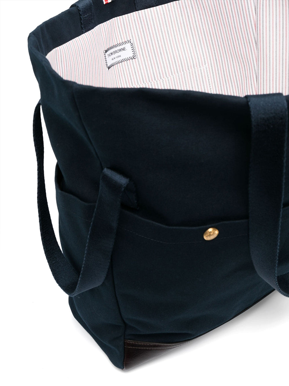 Cotton Canvas Snap Pocket Tote (Navy)