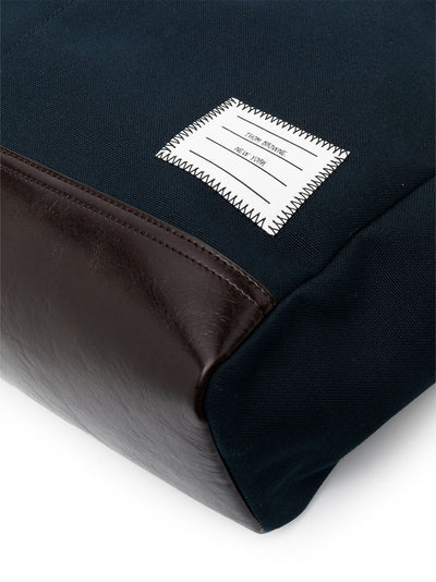 Cotton Canvas Snap Pocket Tote (Navy)