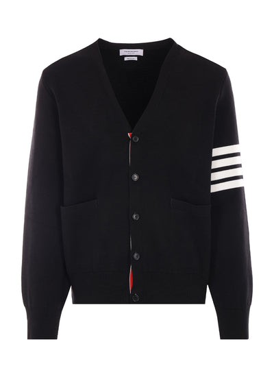Cotton Crepe V-Neck Cardigan (Black)