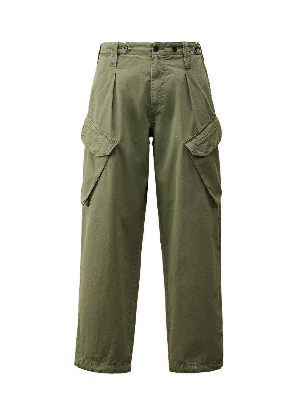 Cotton Gabardine Loose Cargo Pants (Thyme)