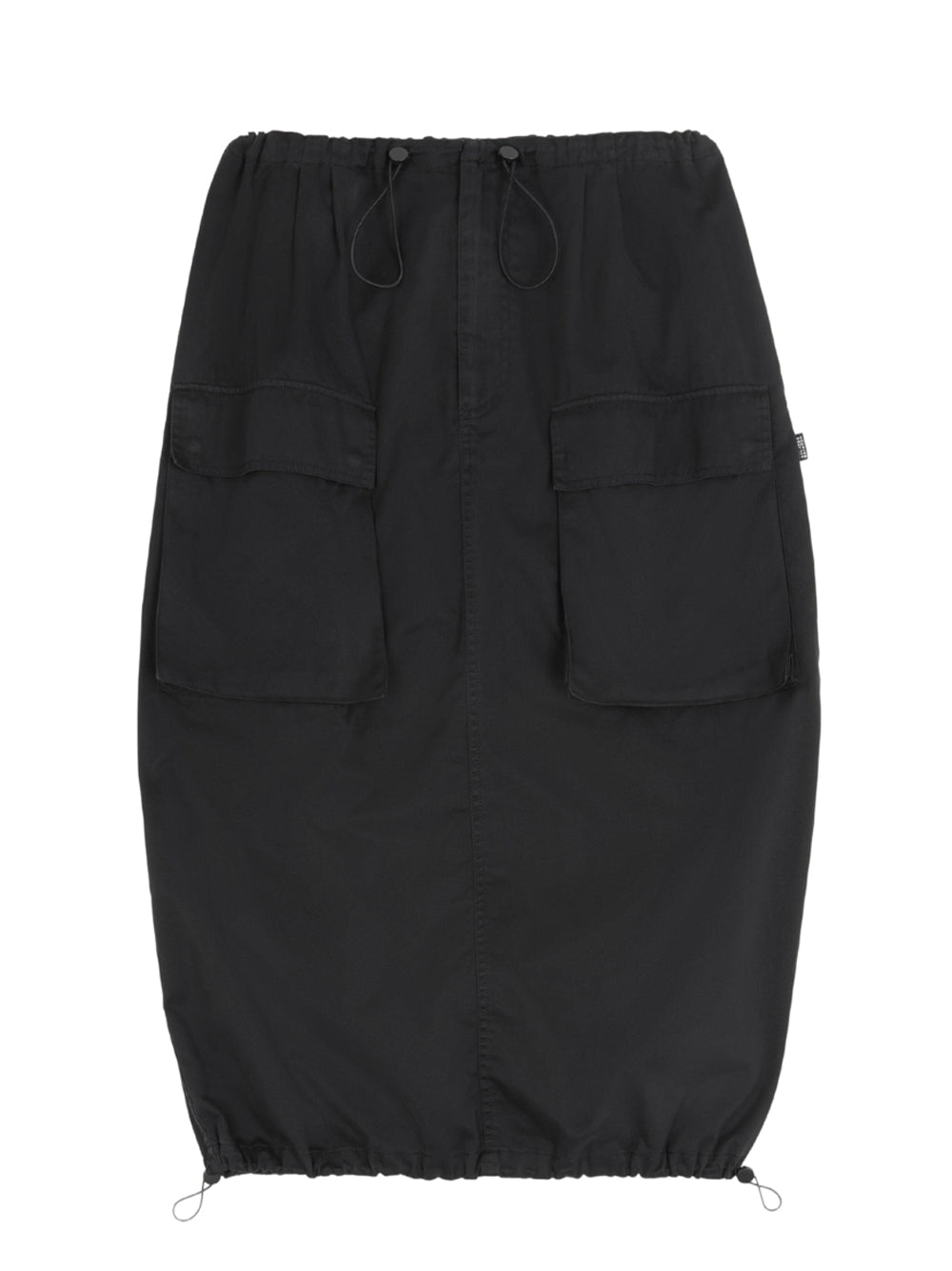 Cotton Gabardine Midi Skirt (Black)