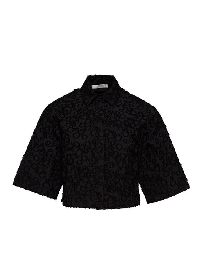 Cotton Nylon Cropped Shirt (Black)